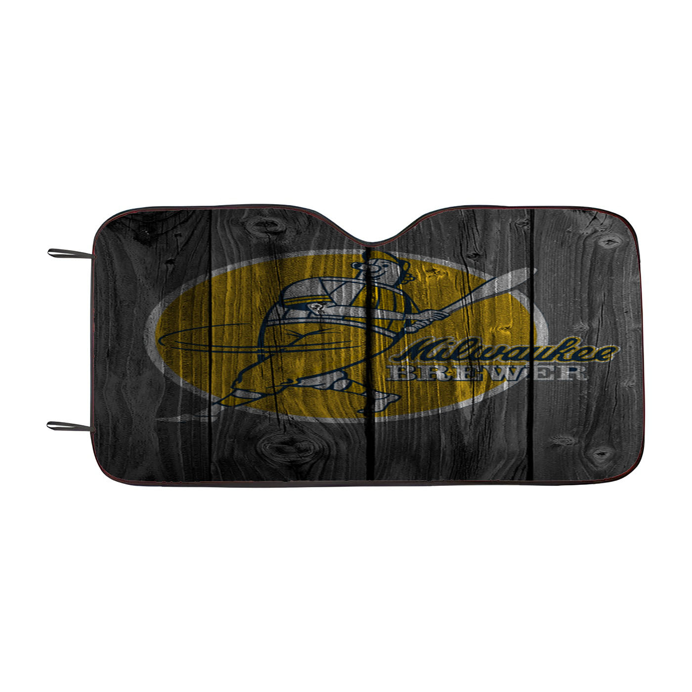 Old Milwaukee Brewers Mlb Logo Dark Wood Wallpaper Car Auto Sun Shade Windshield Cover
