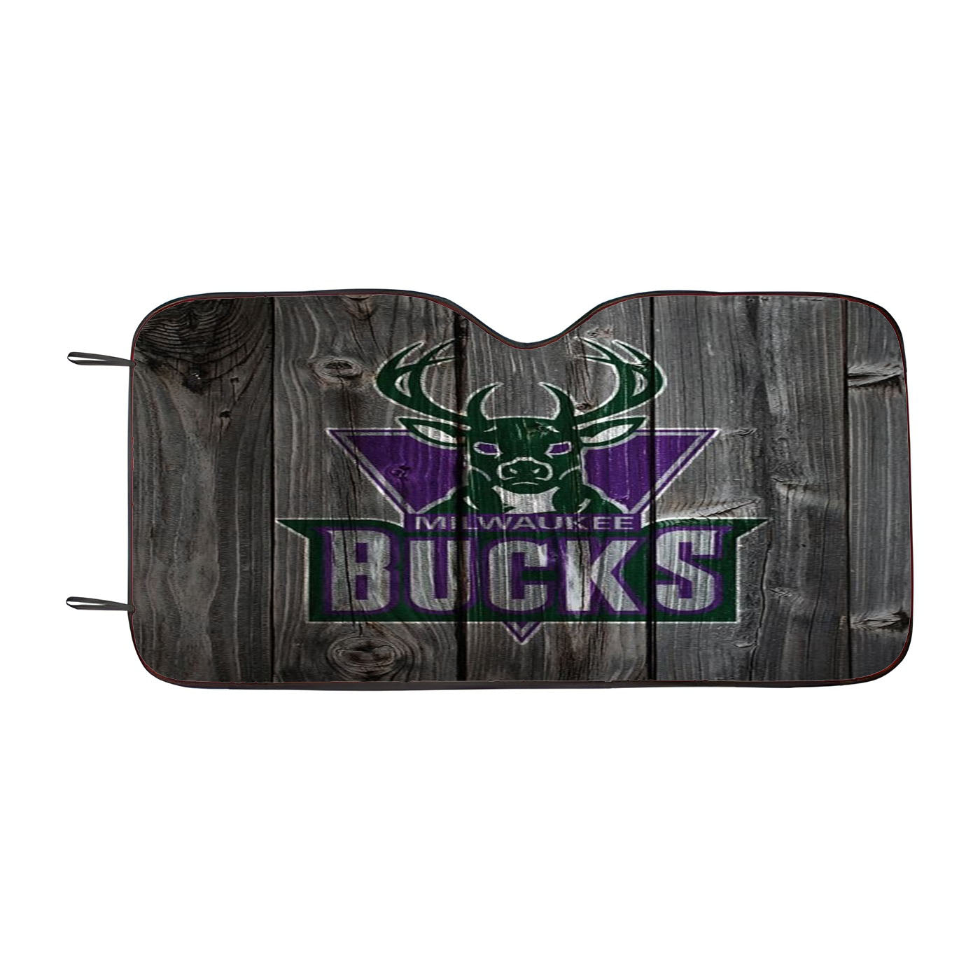 Old Milwaukee Bucks Nba Logo Dark Wood Wallpaper Car Auto Sun Shade Windshield Cover