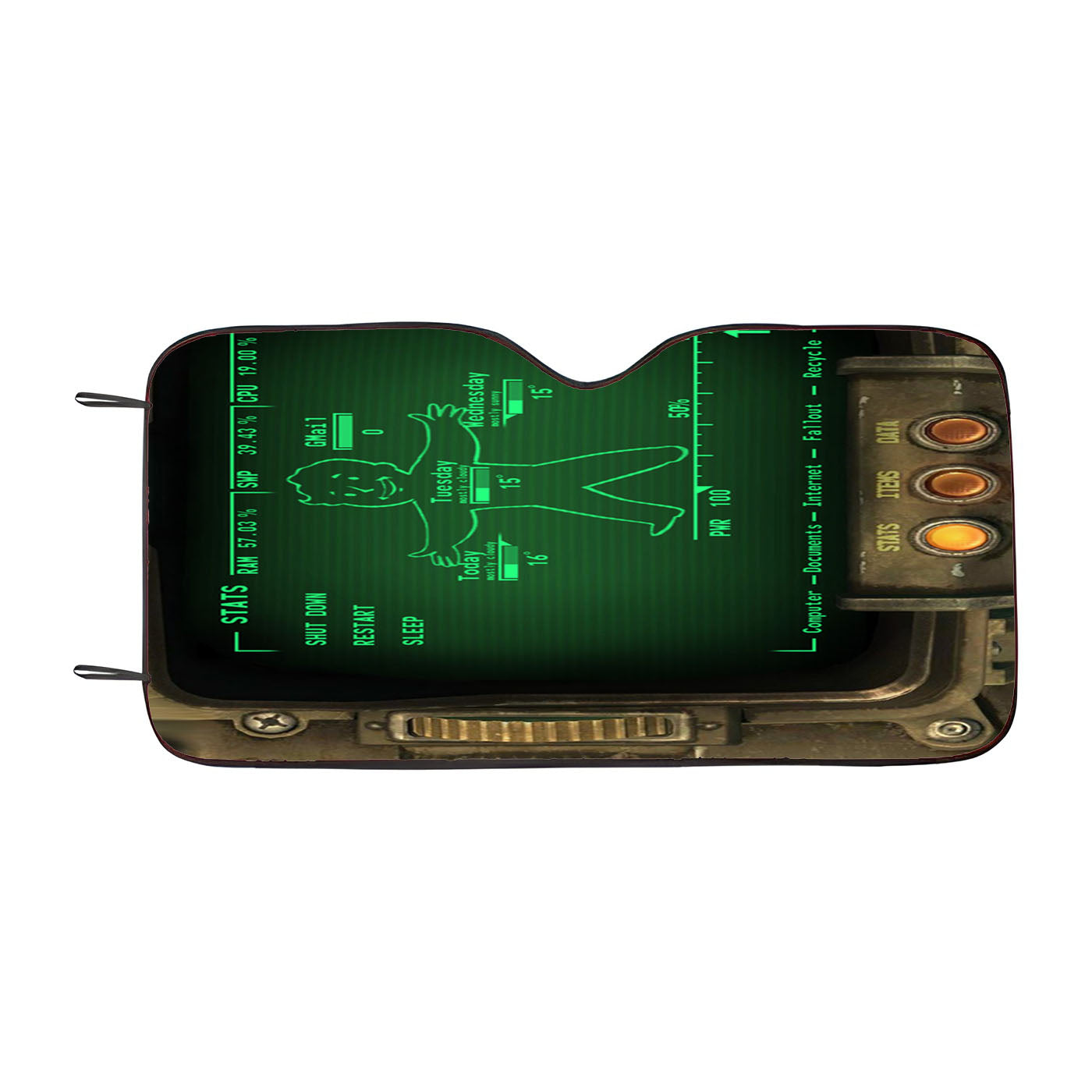 Rainmeter Fallout Pipboy Vault Boy Car Auto Sun Shade Windshield Cover