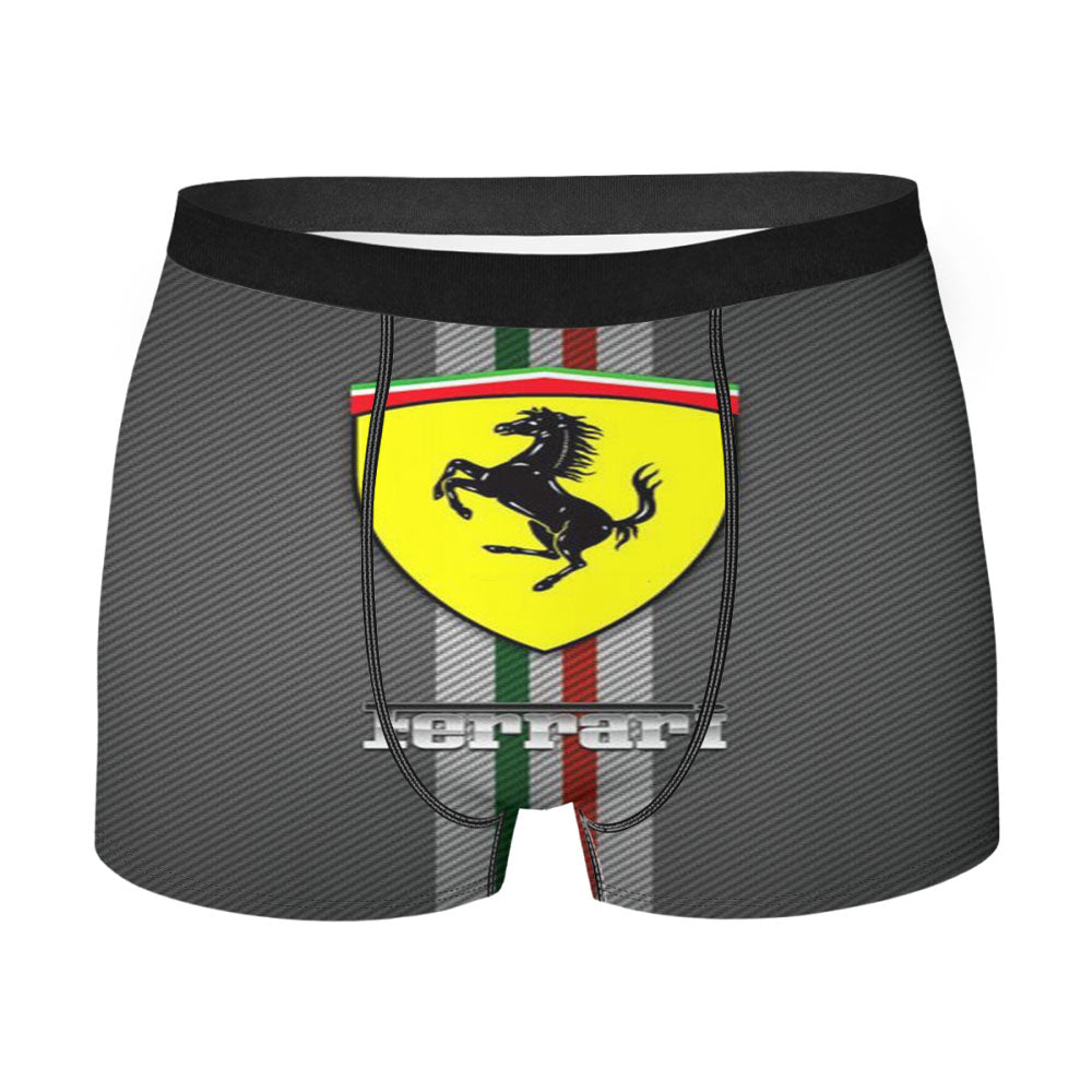 Ferrari Logo Black Grey Texture Men'S Boxer Briefs