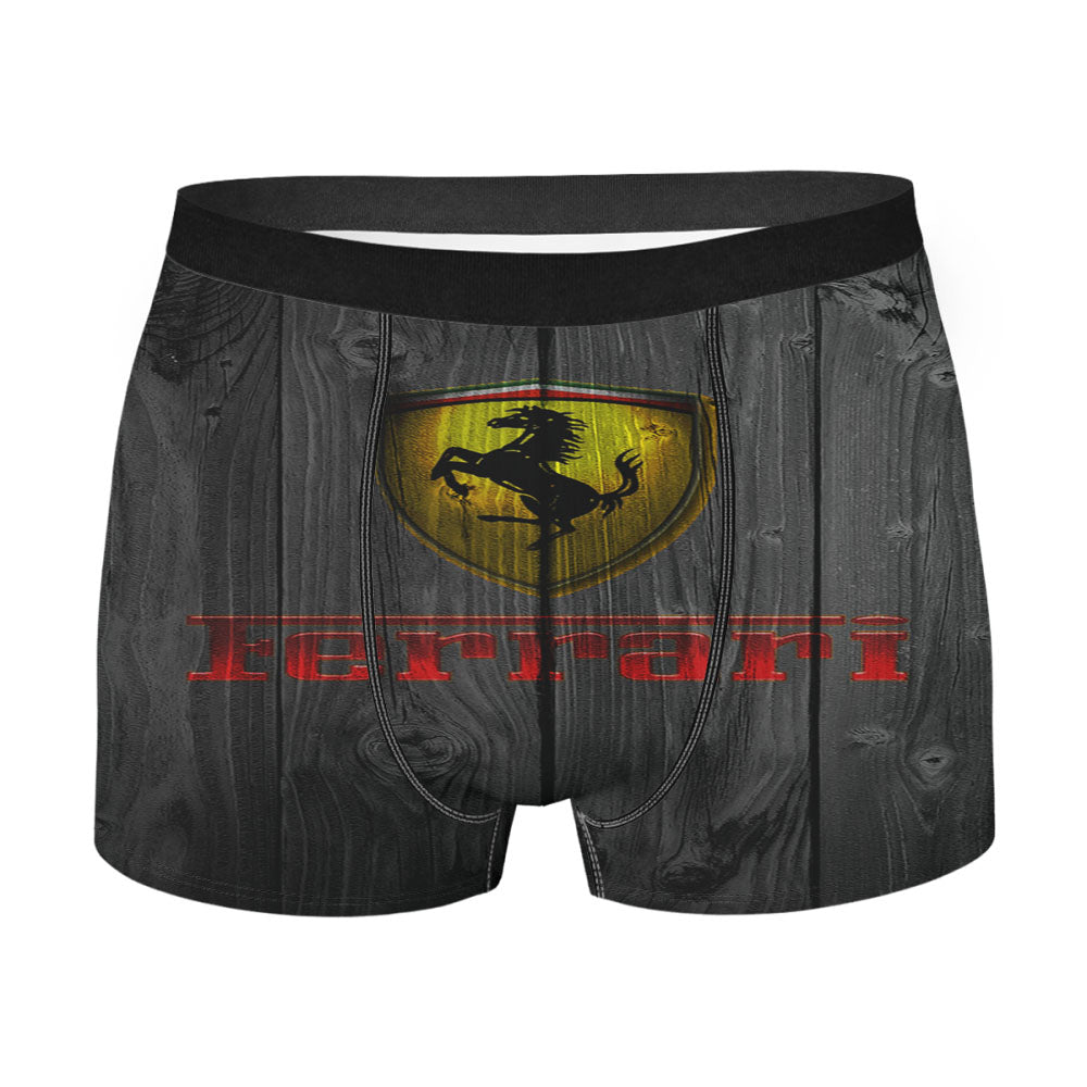 Ferrari Luxury Car Logo Dark Wood Wallpaper Men'S Boxer Briefs