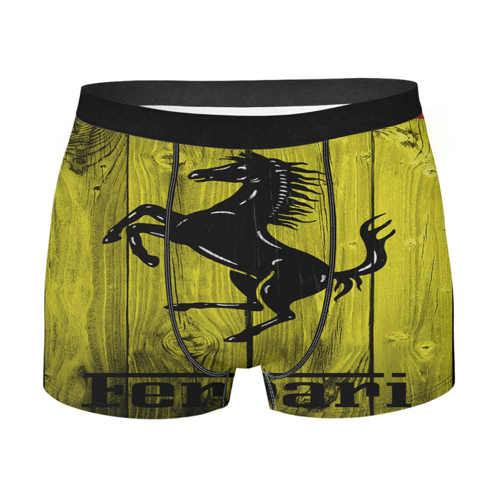 Full Ferrari Logo Dark Wood Wallpaper Men'S Boxer Briefs