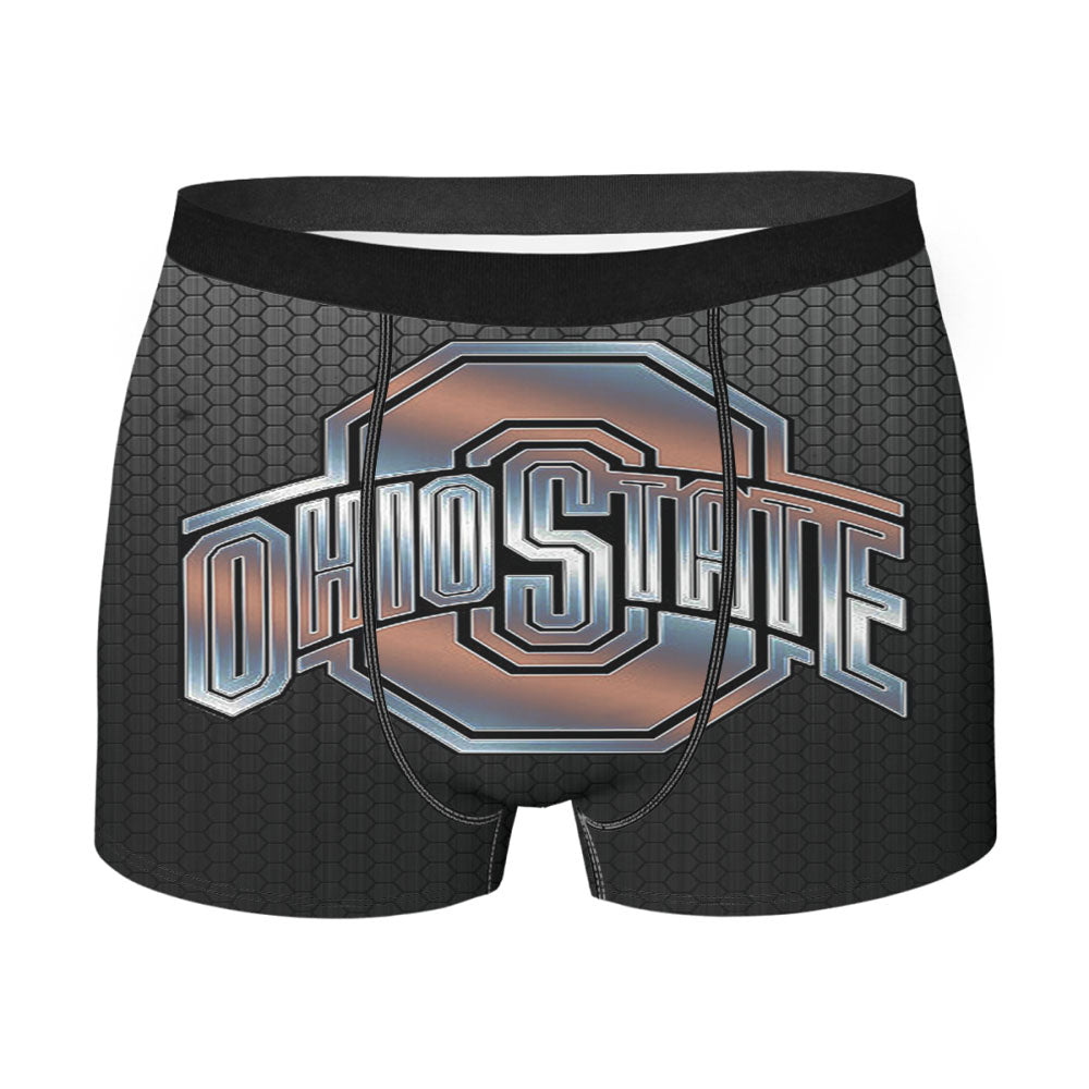 Ohio State Silver Metal Emblem Men'S Boxer Briefs