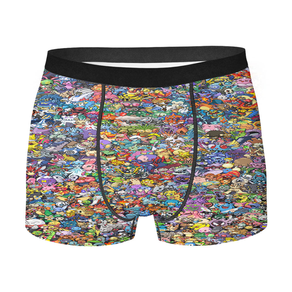 All Pokemon Cartoon Creature Characters Sticker Collage Men's Boxer Briefs