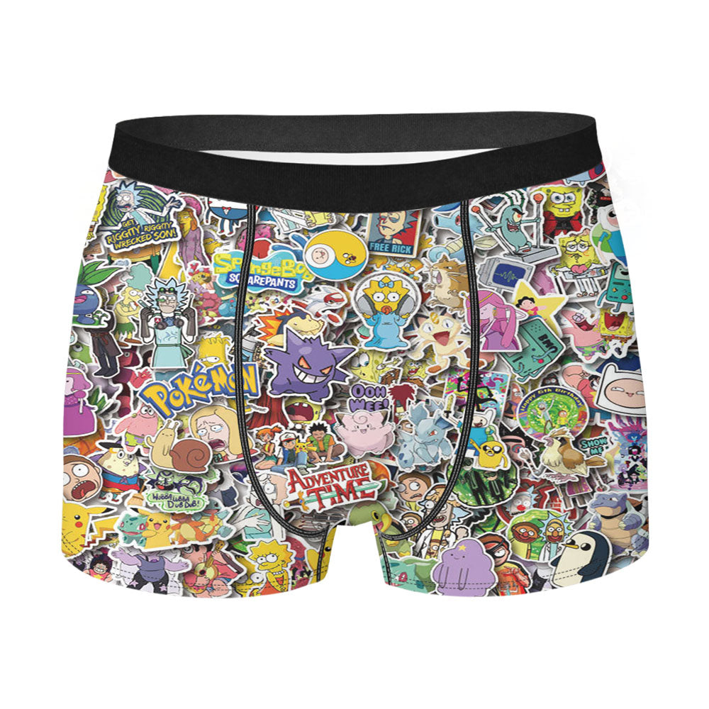America Europe Animation Pokemon Pikachu Cartoon Men's Boxer Briefs