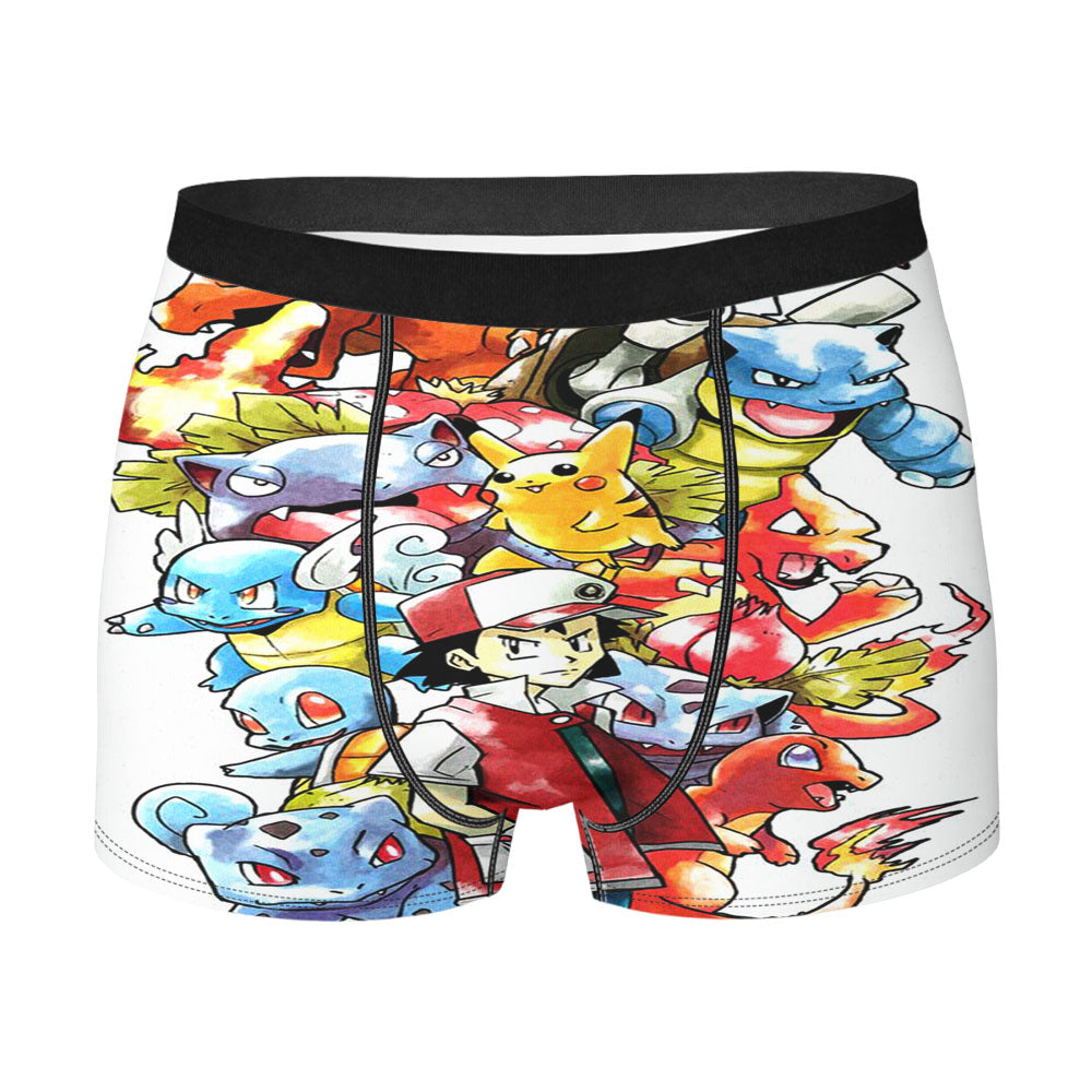 Ash Ketchum And Pokemon Watercolor Men's Boxer Briefs