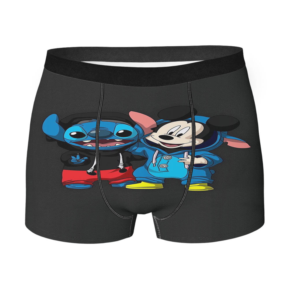 Baby Mickey Mouse And Baby Stitch Men's Boxer Briefs