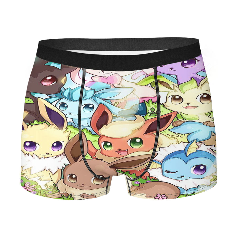 Cute Eevee Pokemon Eeveelutions Pattern Men's Boxer Briefs