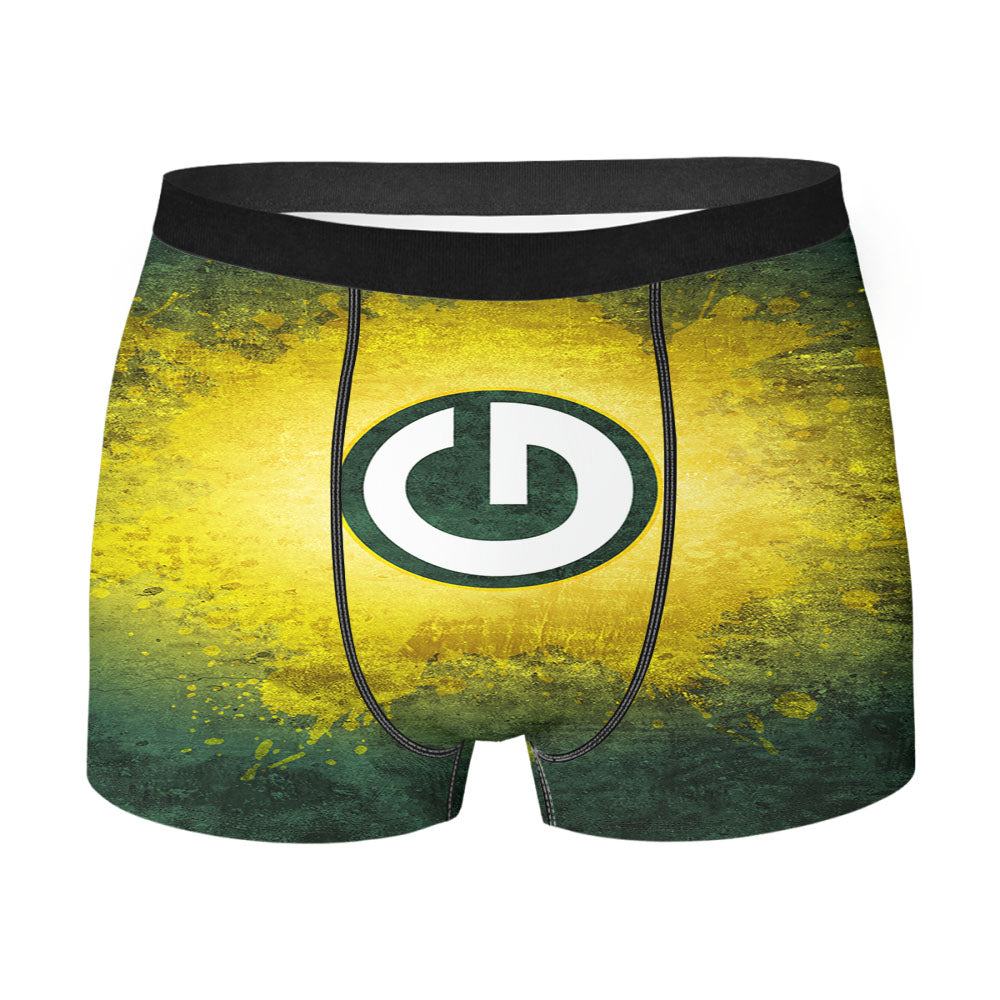 Dark Green And Yellow Green Bay Packers Logo Wallpaper Men's Boxer Briefs