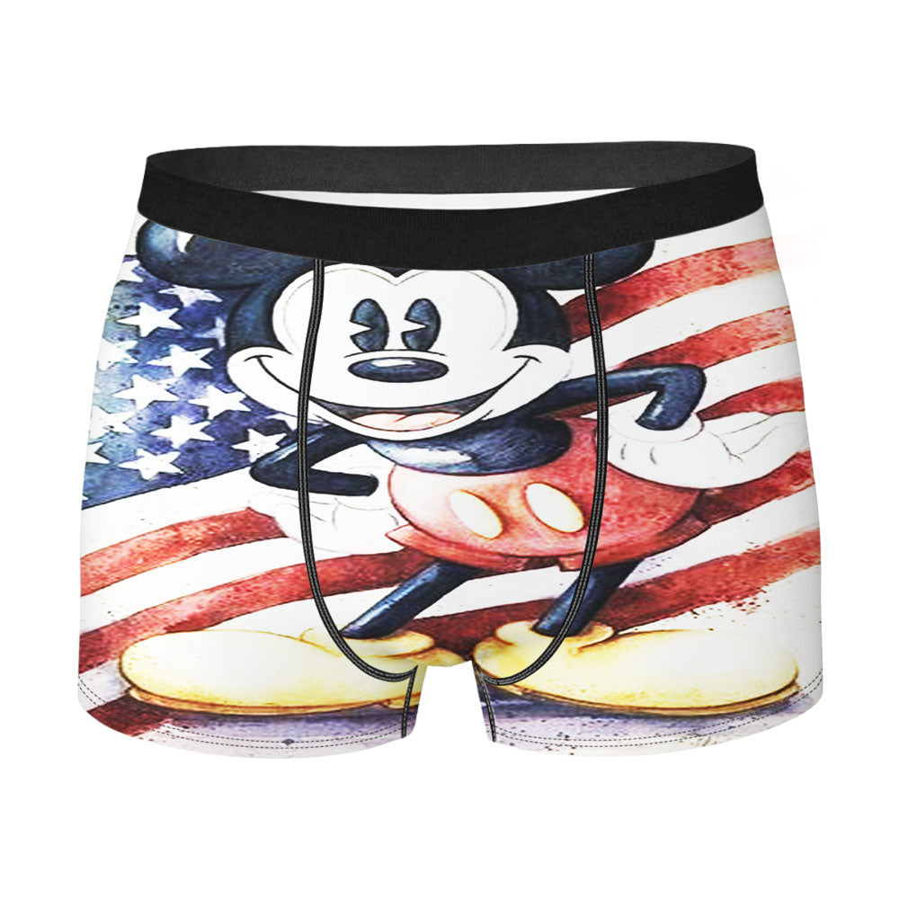 Dinsey Mickey Mouse Retro Usa Flag Men's Boxer Briefs