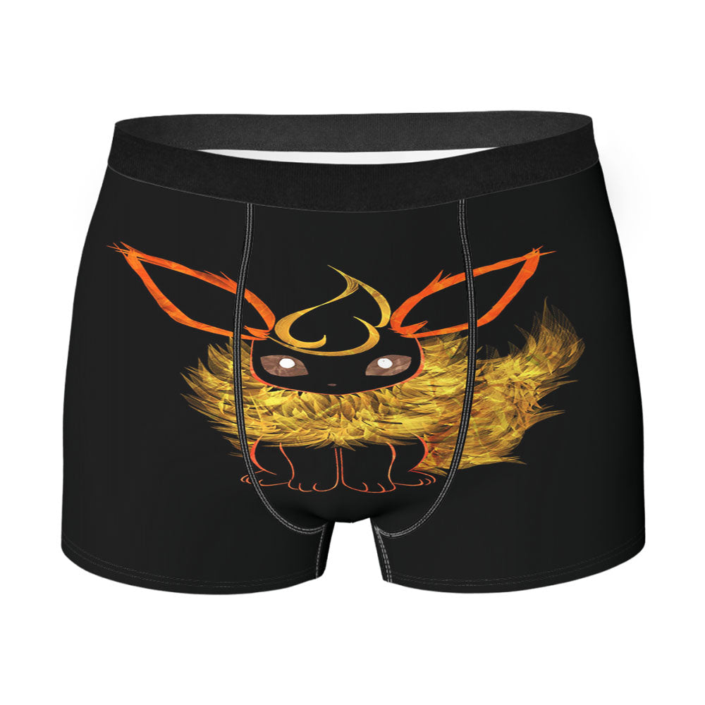 Flareon Eevee Pokemon Line Art On Black Men's Boxer Briefs