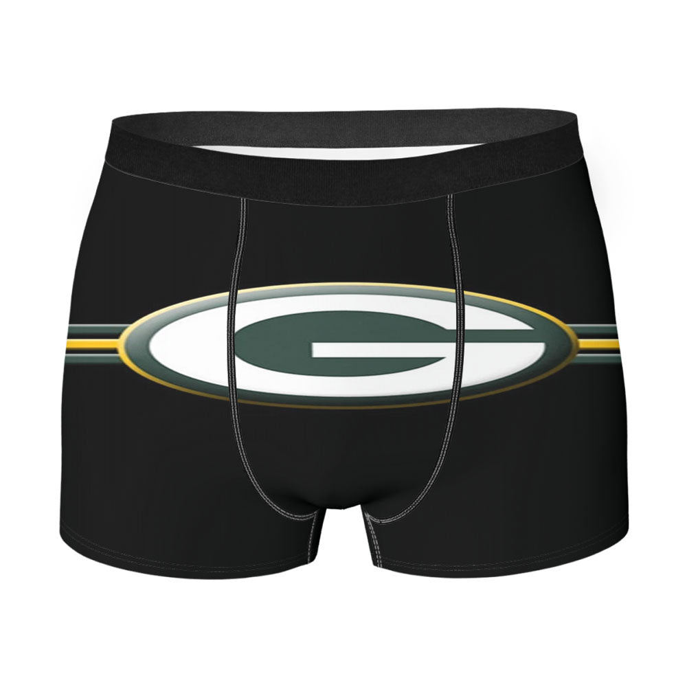 G For Green Bay Packers Black Wallpaper Logo Men's Boxer Briefs