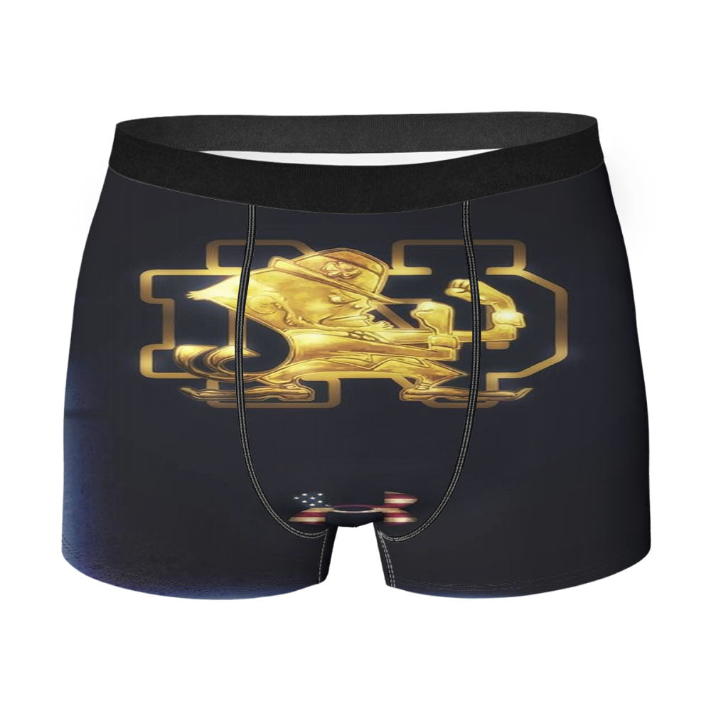 Gold In The Dark Vintage Notre Dame Logo Wallpaper Men's Boxer Briefs