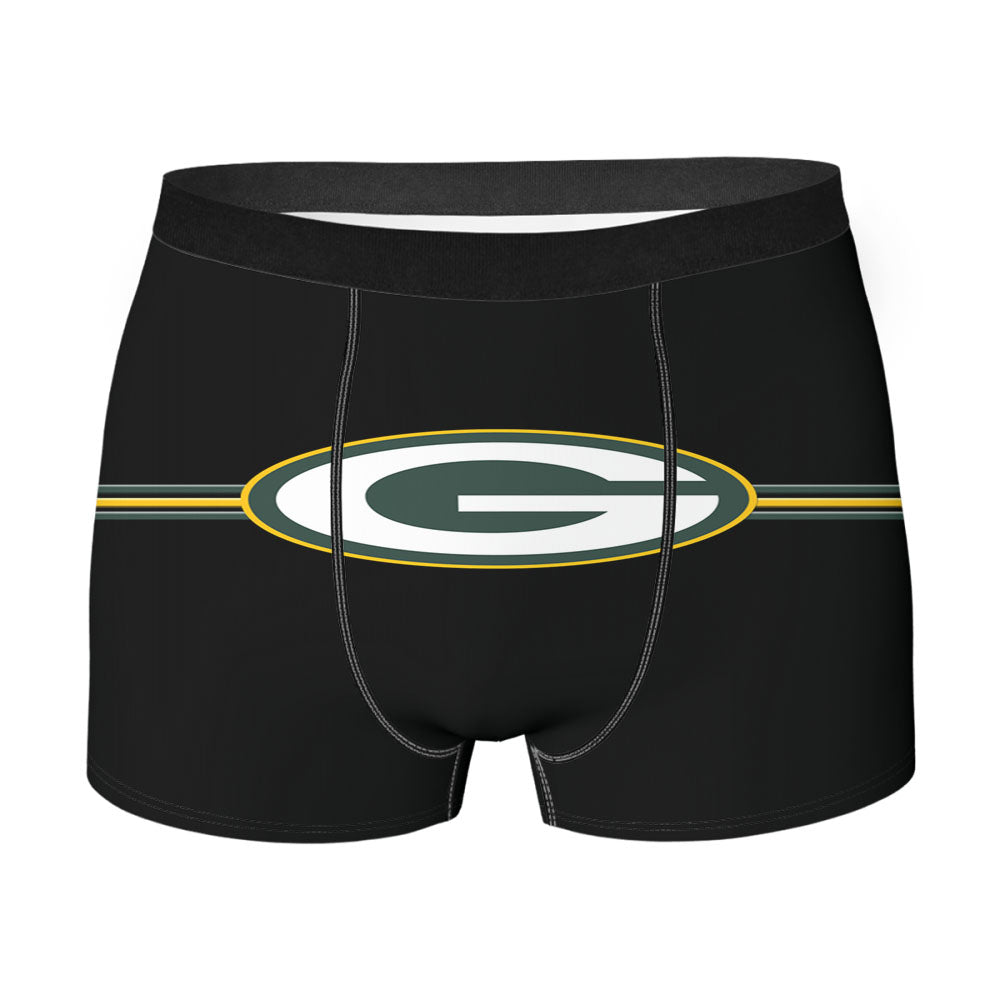 Green Bay Packers Logos On Yellow Men's Boxer Briefs