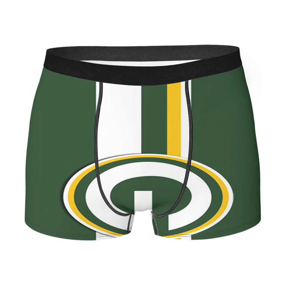 Green Bay Packers Nfl Logo Dark Wood Wallpaper Men's Boxer Briefs