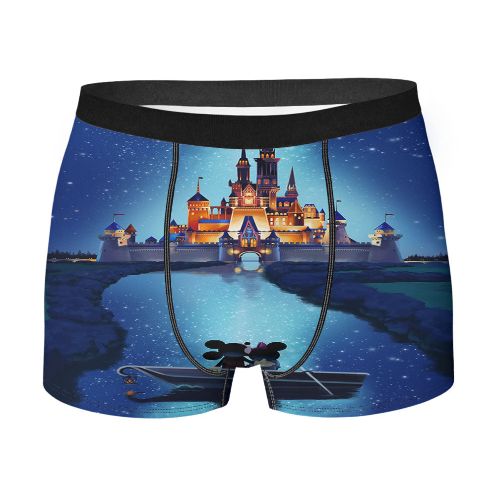 Mickey And Minnie Mouse Head Sunset Men's Boxer Briefs