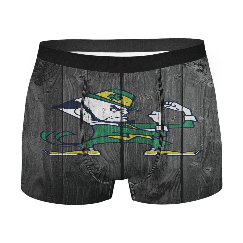 New University Of Notre Dame Logo Dark Wood Wallpaper Men's Boxer Briefs
