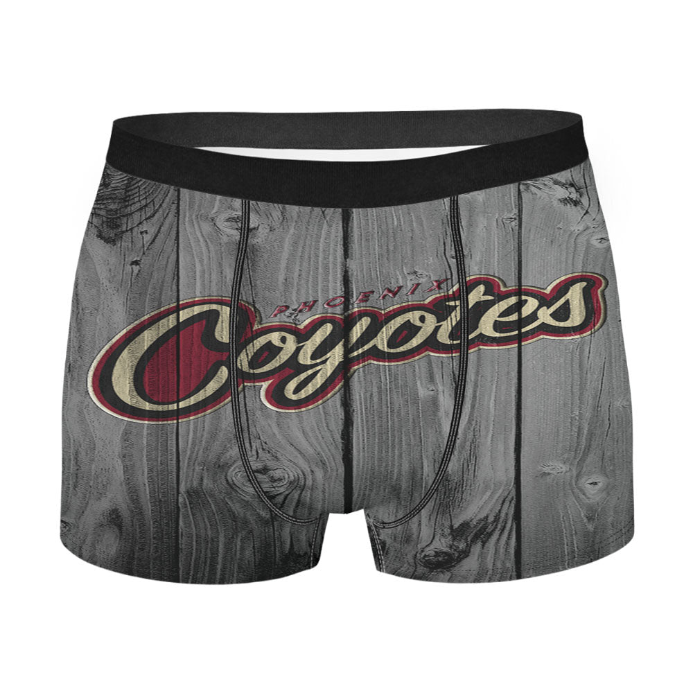 Nhl Arizona Coyotes Logo Dark Wood Wallpaper Men's Boxer Briefs