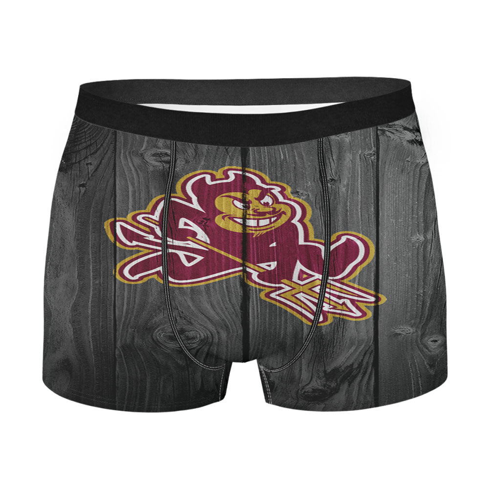 Old Arizona State Sun Devils Nfl Logo Dark Wood Wallpaper Men's Boxer Briefs