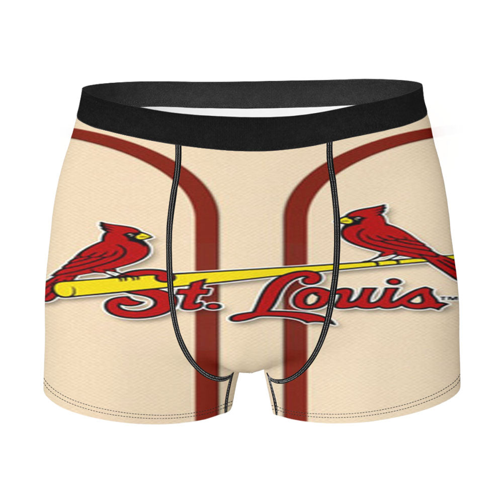 St Louis Cardinals Mlb Logo Dark Wood Wallpaper Men's Boxer Briefs