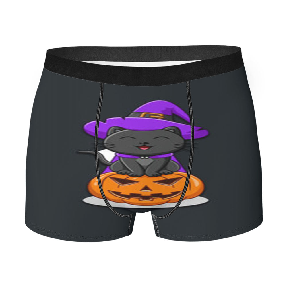 Black Cat Pumpkin Halloween Men's Boxer Briefs
