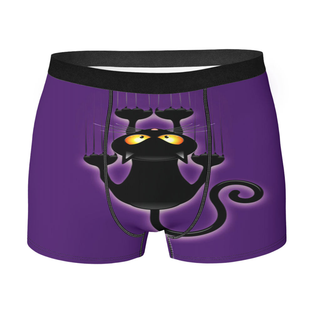 Black Halloween Cat Men's Boxer Briefs