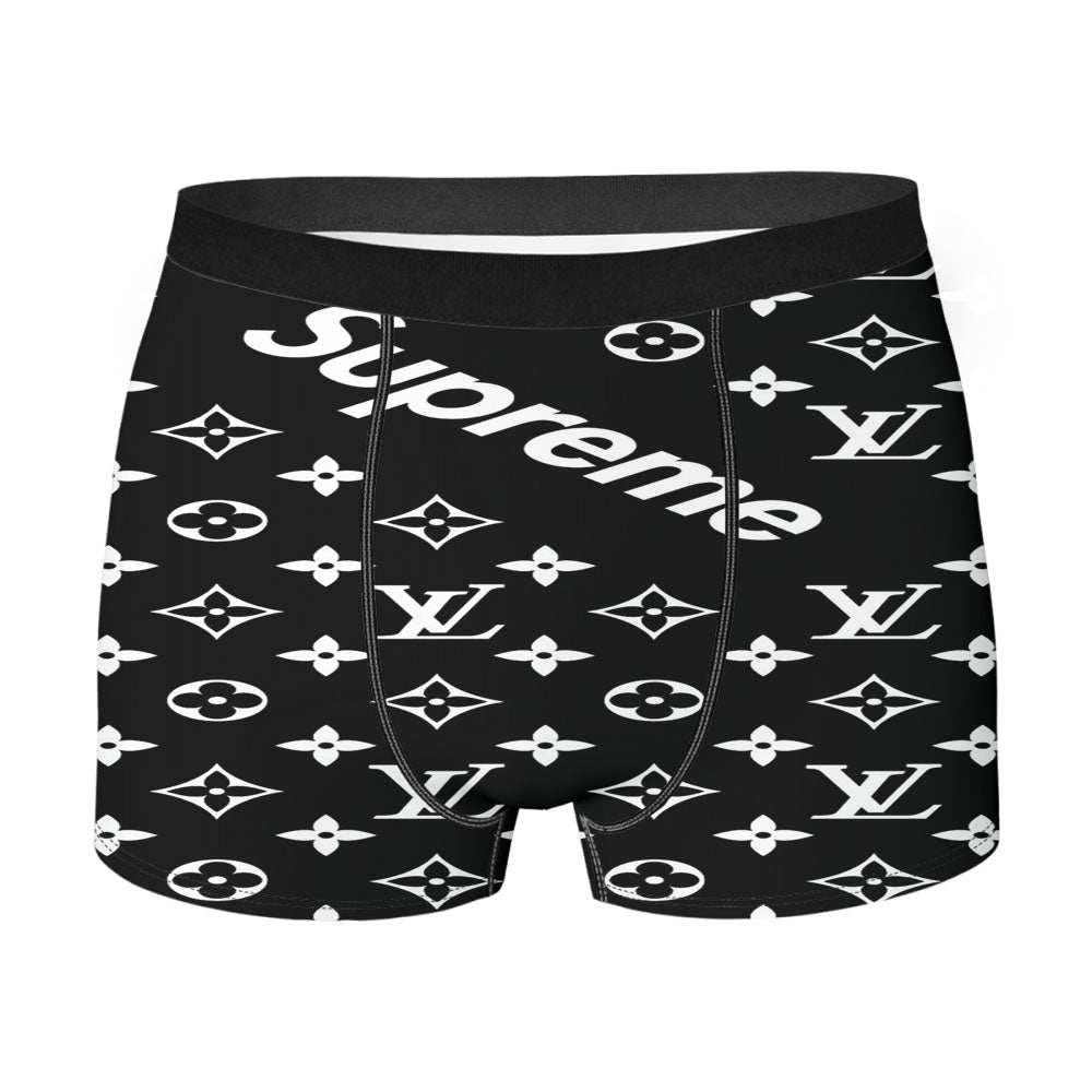 Black Supreme Louis Vuitton Pattern Men's Boxer Briefs