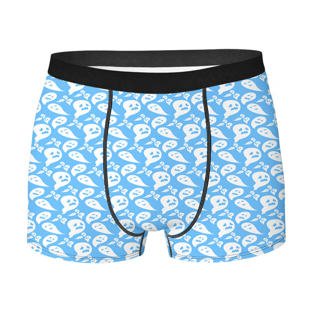 Blue Ghosts Pattern Halloween Men's Boxer Briefs