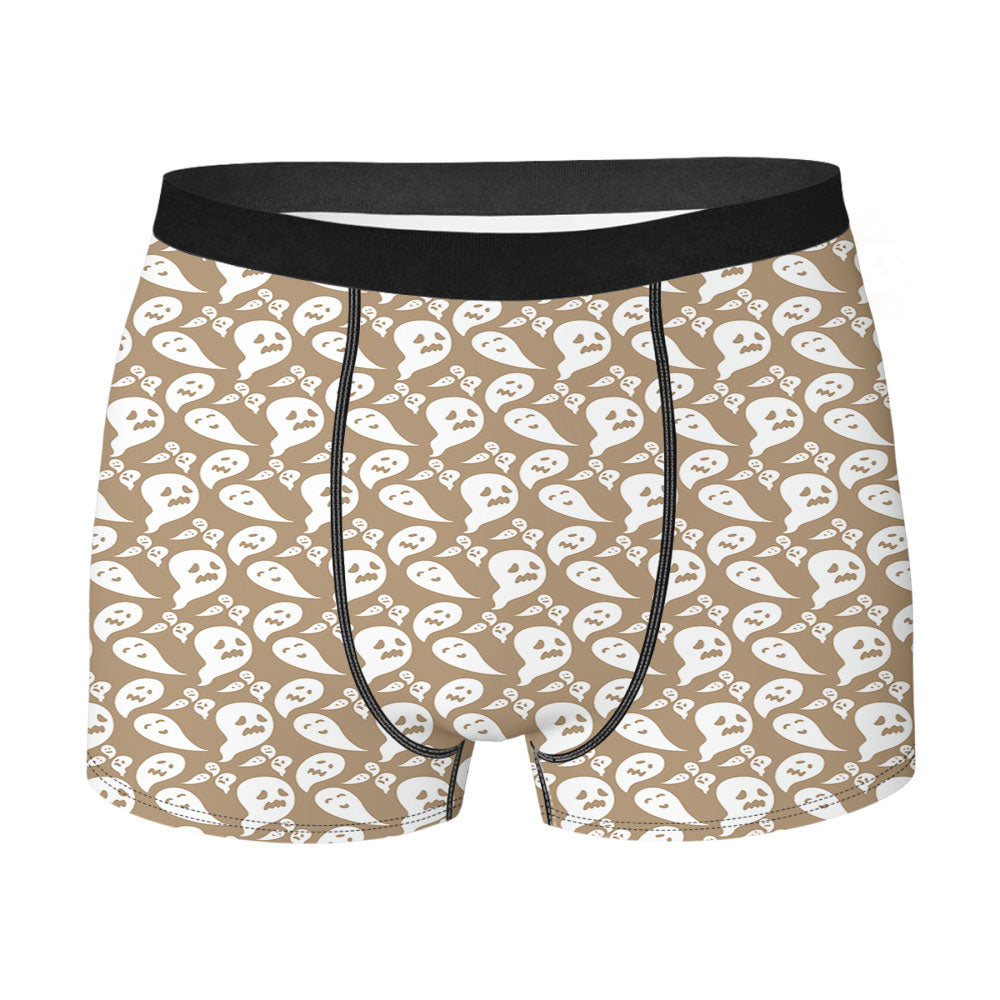 Brown Ghosts Pattern Halloween Men's Boxer Briefs