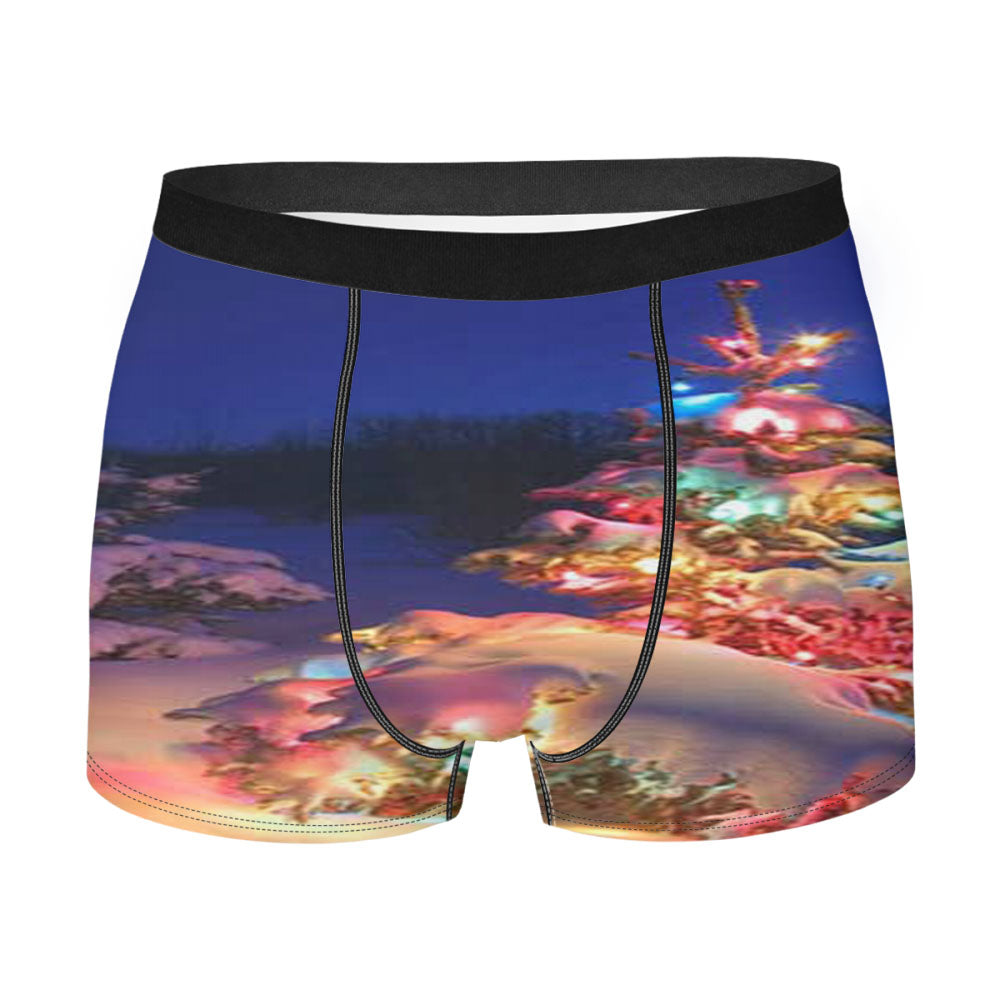 Christmas Tree Lit Up Men's Boxer Briefs