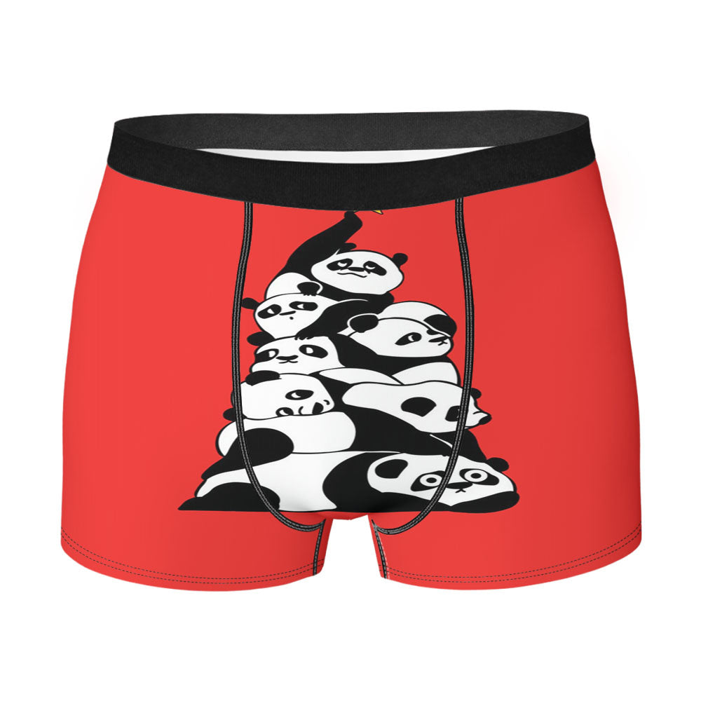 Christmas Tree Pandas Red Men's Boxer Briefs