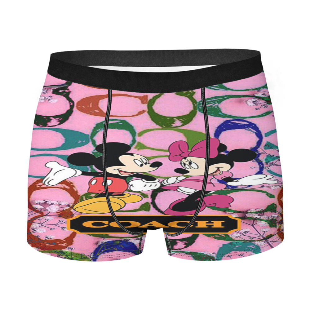 Coach Pink Flower Mickey Minnie Men's Boxer Briefs