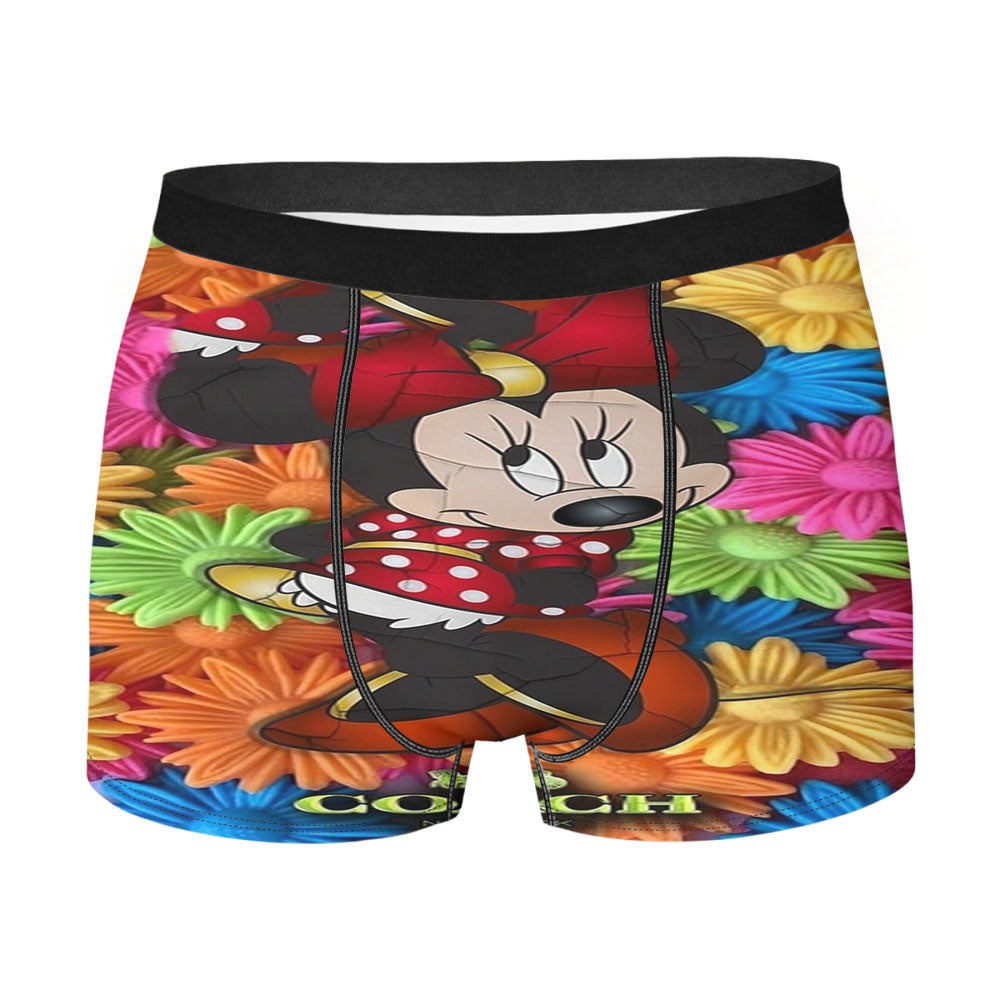 Colorfull Coach Minnie Mouse Flowers Men's Boxer Briefs