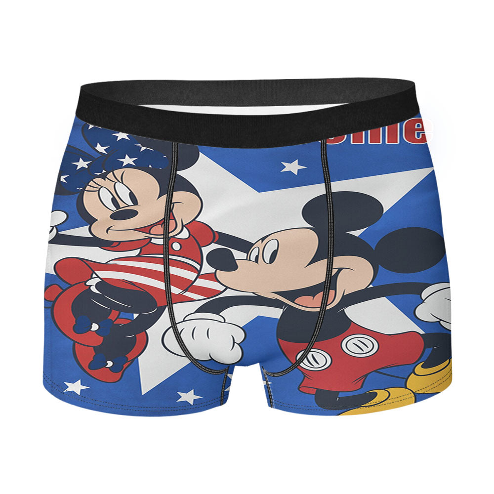 Disney Mickey And Minnie Usa Welcome Men's Boxer Briefs