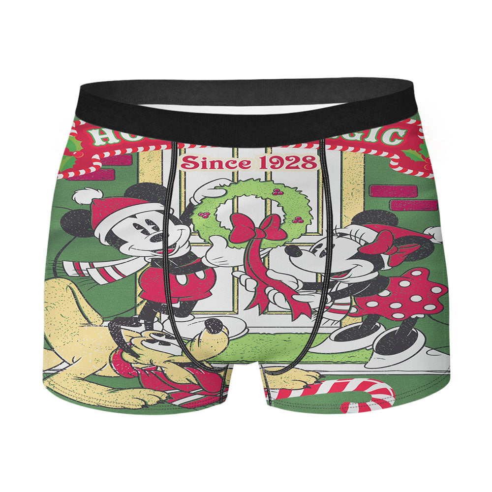 Disney Mickey Minnie Pluto Holiday Men's Boxer Briefs