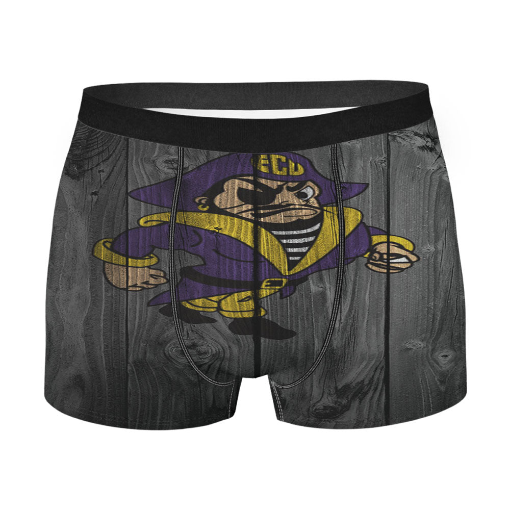 East Carolina University Pirate Logo Dark Wood Wallpaper Men's Boxer Briefs