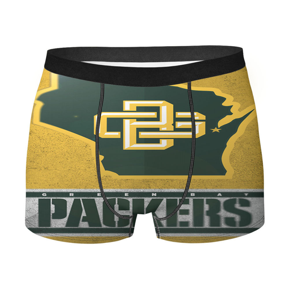 Green Bay Packers Emblem Logo States Map Art Wallpaper Men's Boxer Briefs