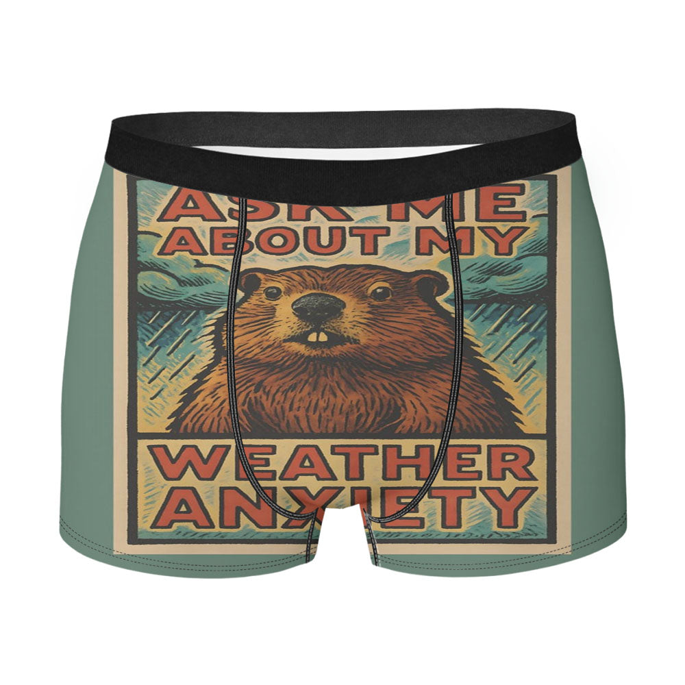 Groundhog Funny Weather Anxiety Men's Boxer Briefs