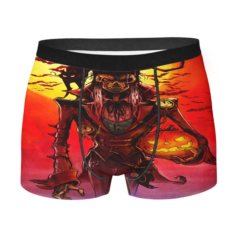 Halloween Skull Black Cat Men's Boxer Briefs