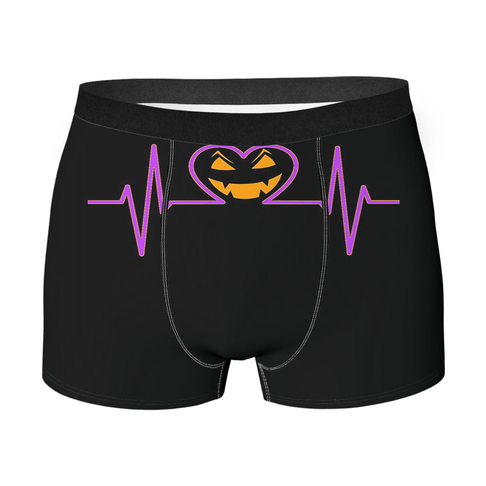 Heartbeat Jack O Lantern Halloween Holiday Men's Boxer Briefs