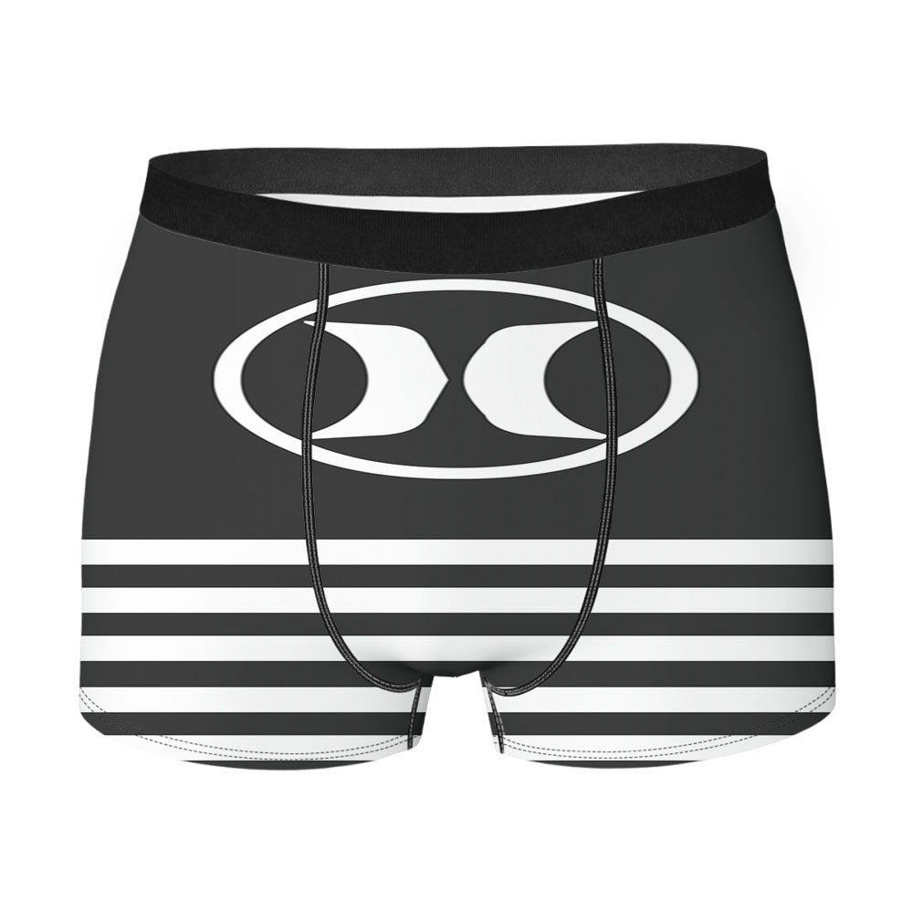 Hurley Black White Stripe Logo Men's Boxer Briefs