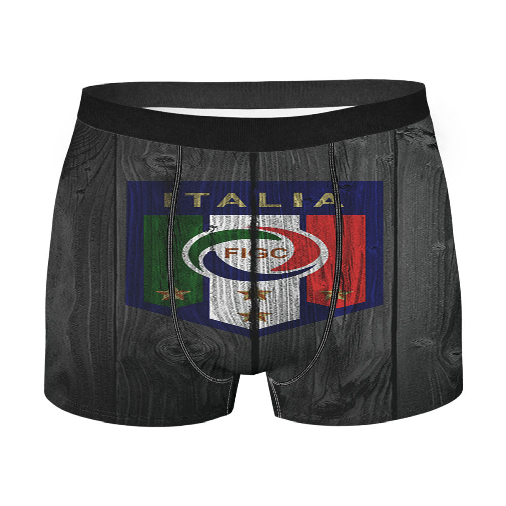 Italia Figc National Team Logo Dark Wood Wallpaper Men's Boxer Briefs