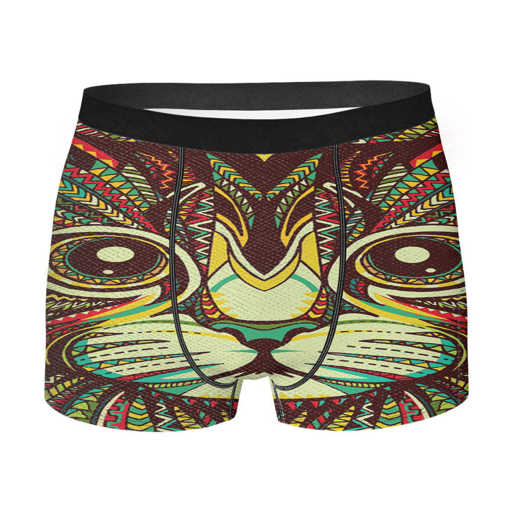 Kitten Aztec Pattern Men's Boxer Briefs