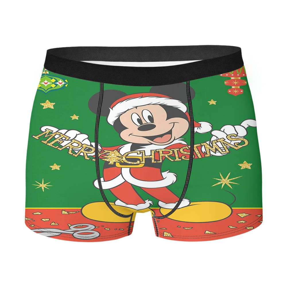 Merry Christmas Cutout Mickey Men's Boxer Briefs