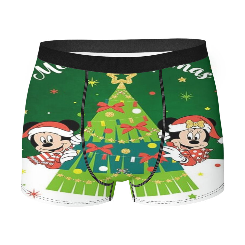 Merry Christmas Mickey And Minnie Tree Men's Boxer Briefs