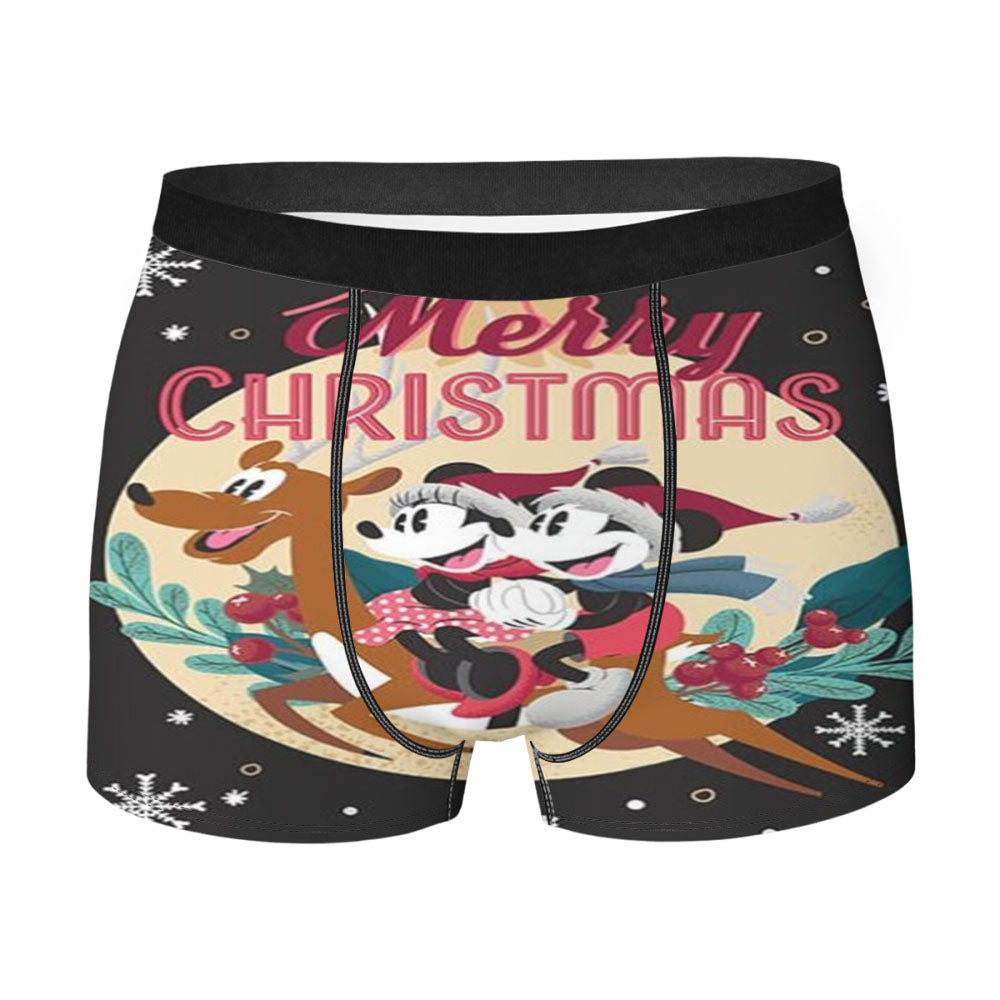 Merry Christmas Reindeer Mickey And Minnie Men's Boxer Briefs