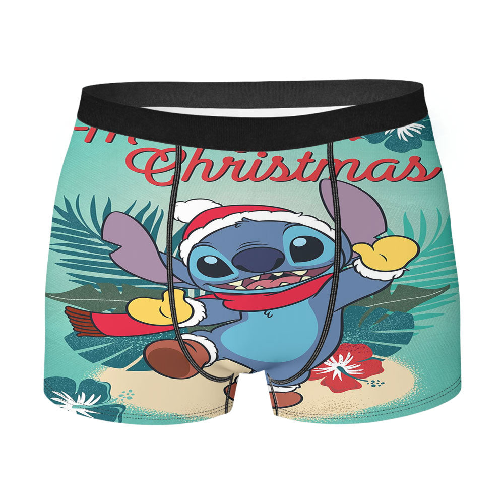 Merry Christmas Stitch Men's Boxer Briefs