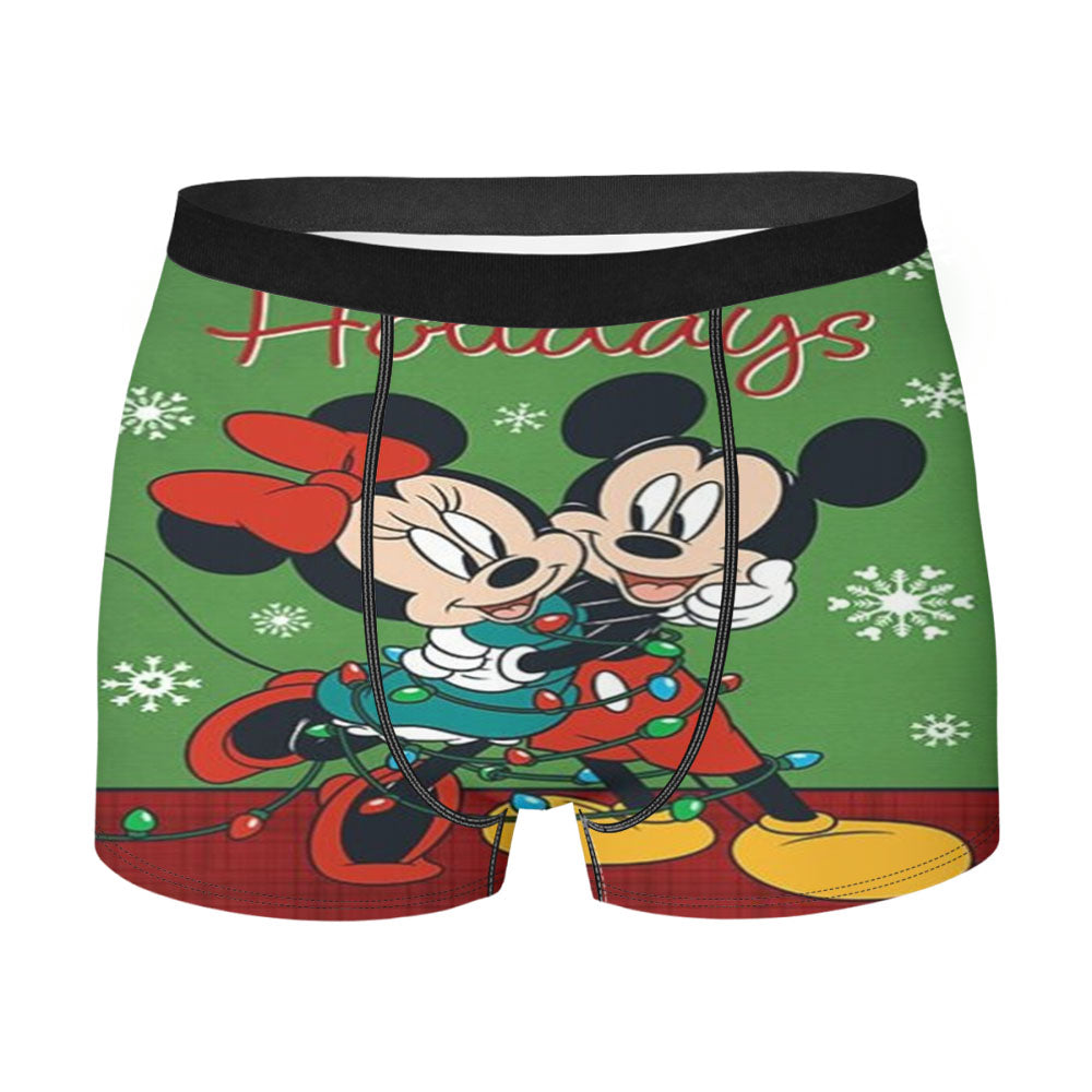 Mickey And Minnie Christmas Light Tangle Men's Boxer Briefs