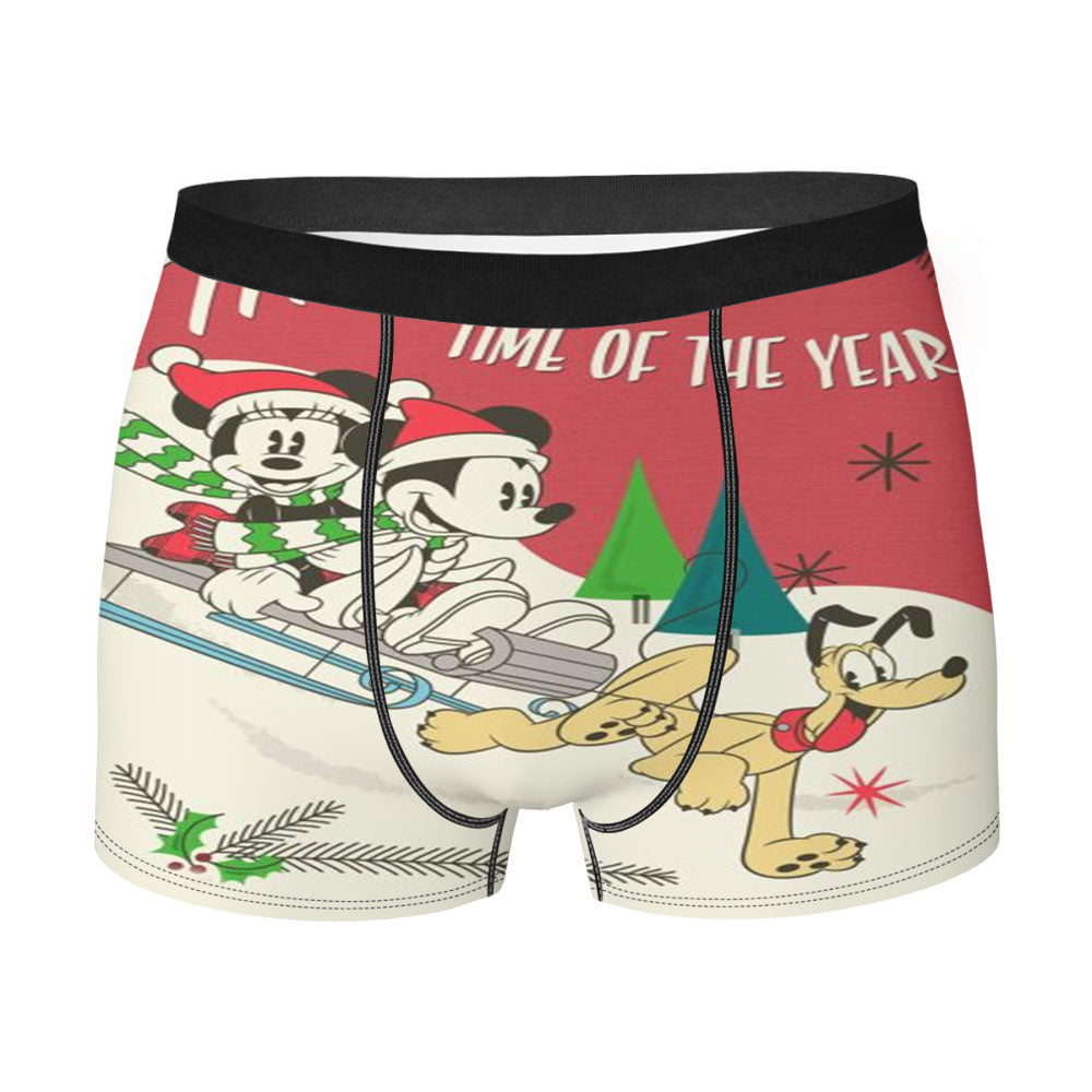 Mickey And Minnie Sledding Men's Boxer Briefs