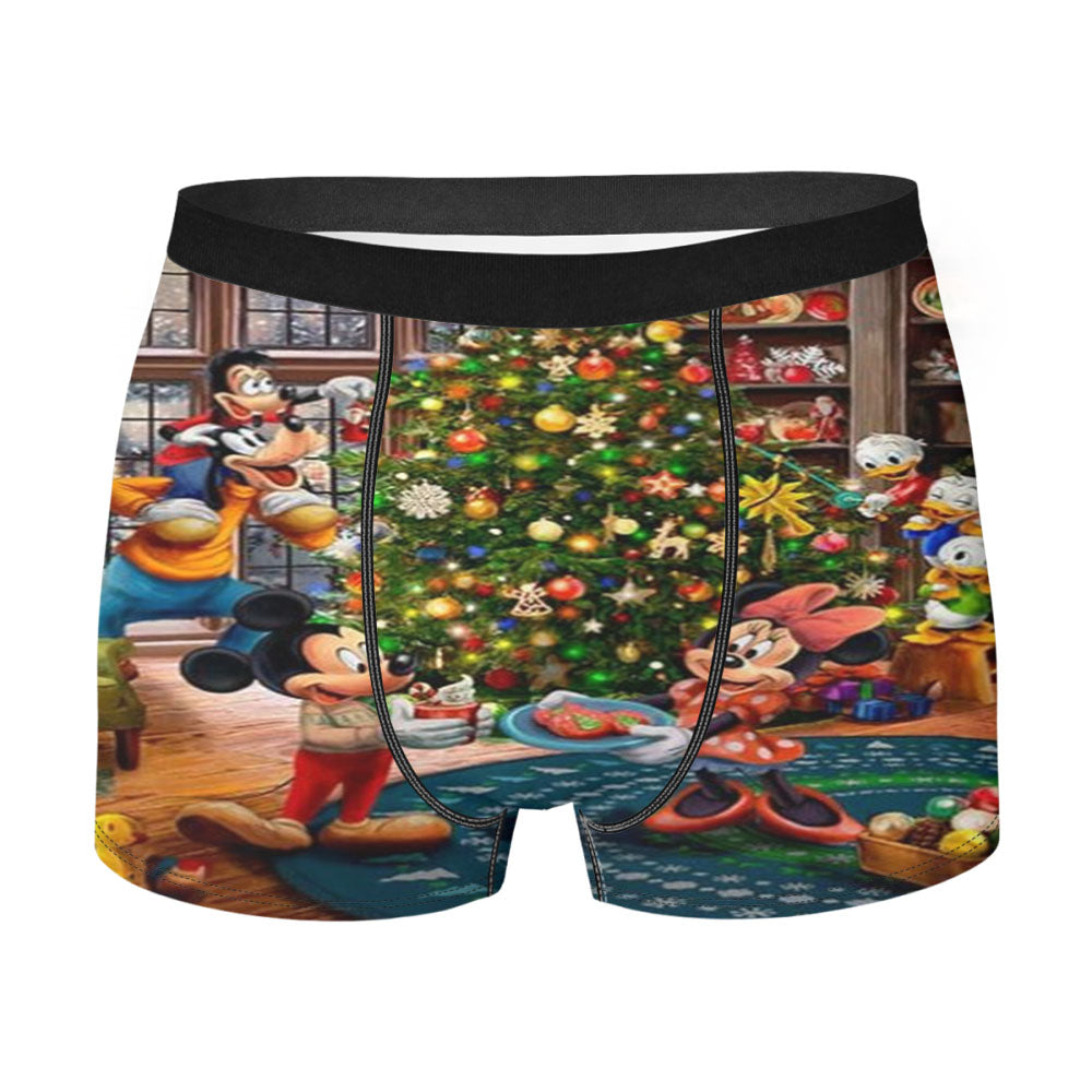 Mickey And Minnie Trimming The Tree Men's Boxer Briefs